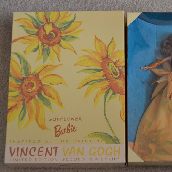 LE NRFB SUNFLOWER VINCENT VAN GOGH ARTIST SERIES BARBIE DOLL 19366 - Picture 2 of 4